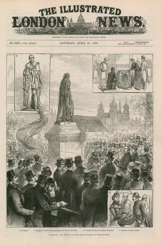 Odsłonięcie posągu Lorda Beaconsfielda w Westminster autorstwa English School