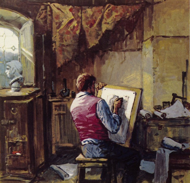 Van Gogh porzucił pracę misyjną w kopalniach i zaczął rysować w Brukseli autorstwa English School