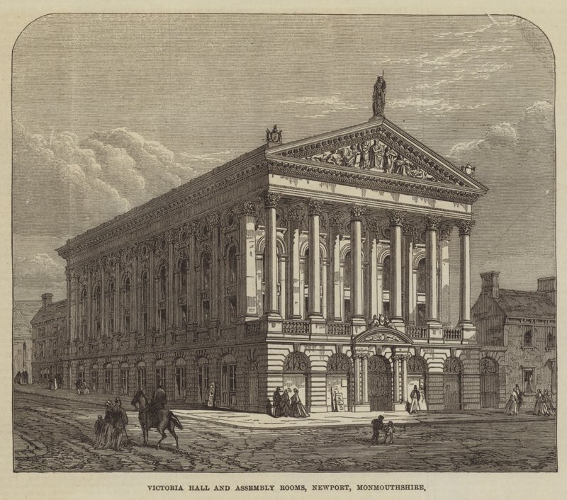 Victoria Hall and Assembly Rooms, Newport, Monmouthshire (grawerowanie) autorstwa English School