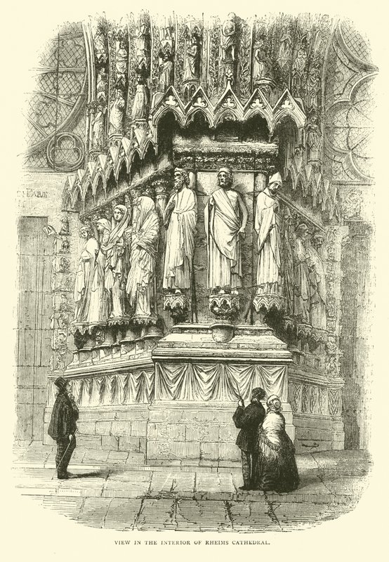 Widok we wnętrzu katedry w Reims, wrzesień 1870 autorstwa English School