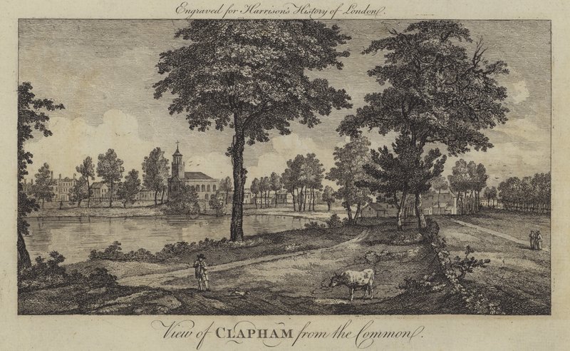 Widok Clapham z Common (rycina) autorstwa English School
