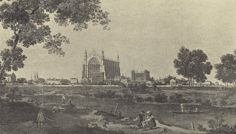 Widok Eton College, ok. 1747 (grawiura) autorstwa English School