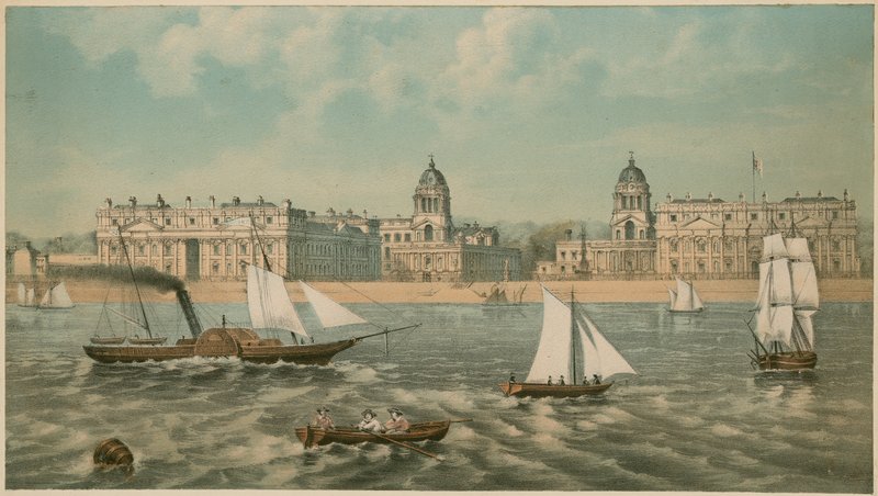 Widok szpitala Greenwich w Londynie autorstwa English School