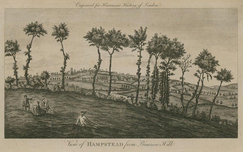 Widok na Hampstead z Primrose Hill autorstwa English School