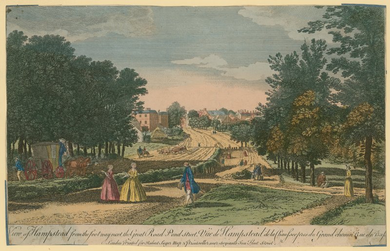 Widok na Hampstead z chodnika obok Great Road, Pond Street autorstwa English School