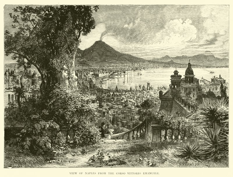 Widok na Neapol z Corso Vittorio Emanuele autorstwa English School