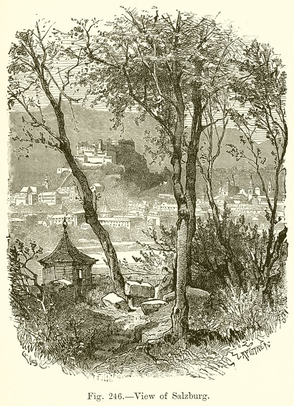 Widok na Salzburg autorstwa English School