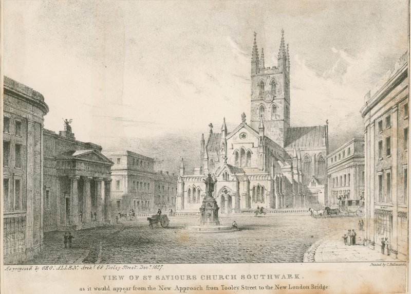 Widok kościoła St Saviors, Southwark autorstwa English School