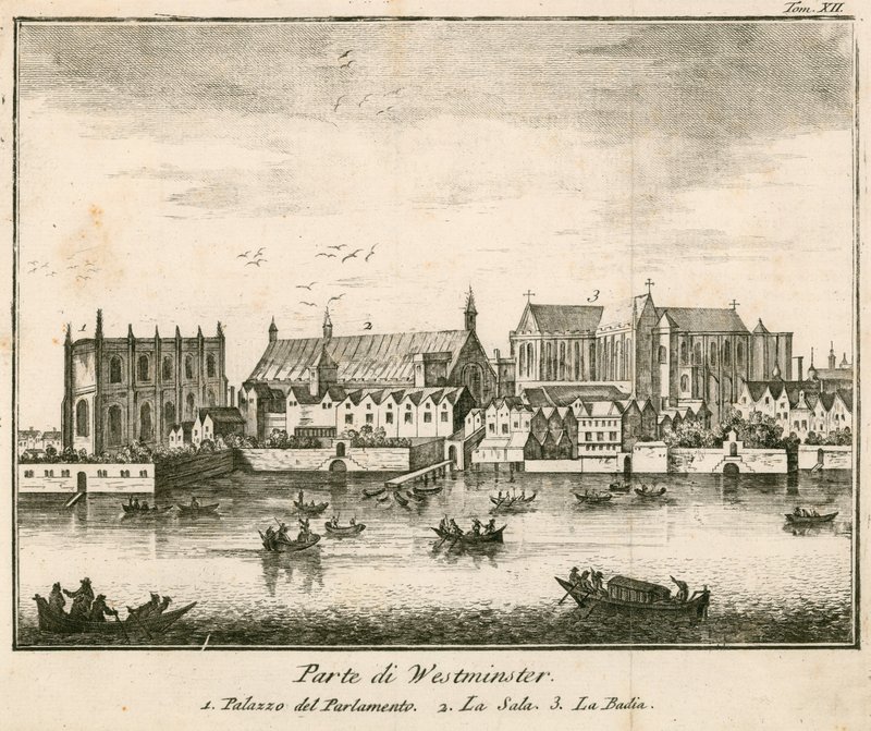 Widok na Pałac Westminsterski, Londyn autorstwa English School