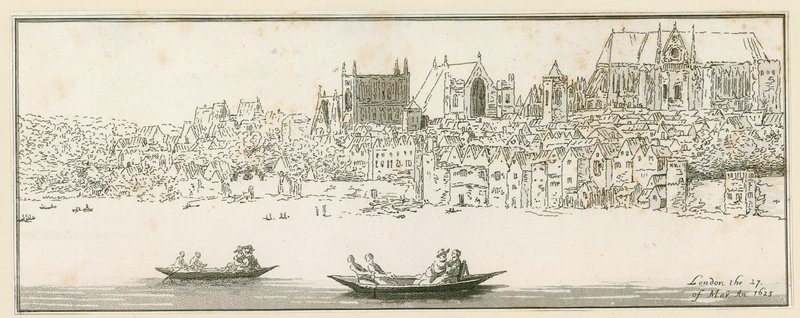 Widok Pałacu Westminsterskiego, Londyn, 27 marca 1652 r. autorstwa English School