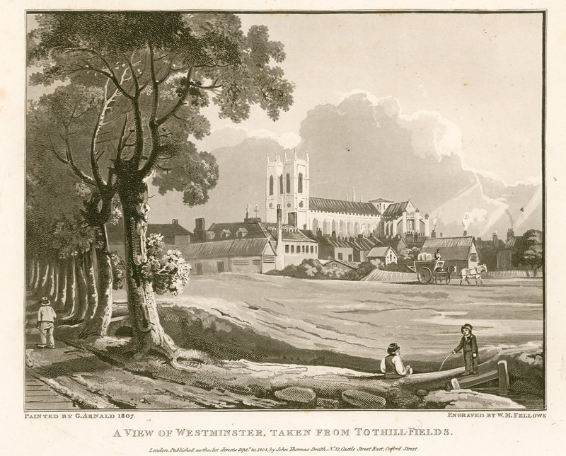 Widok na Westminster z Tothill Fields autorstwa English School