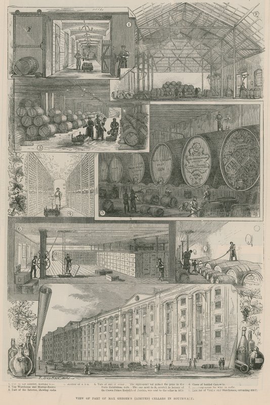 Widok części piwnic Max Gregers (Limited) w Southwark autorstwa English School
