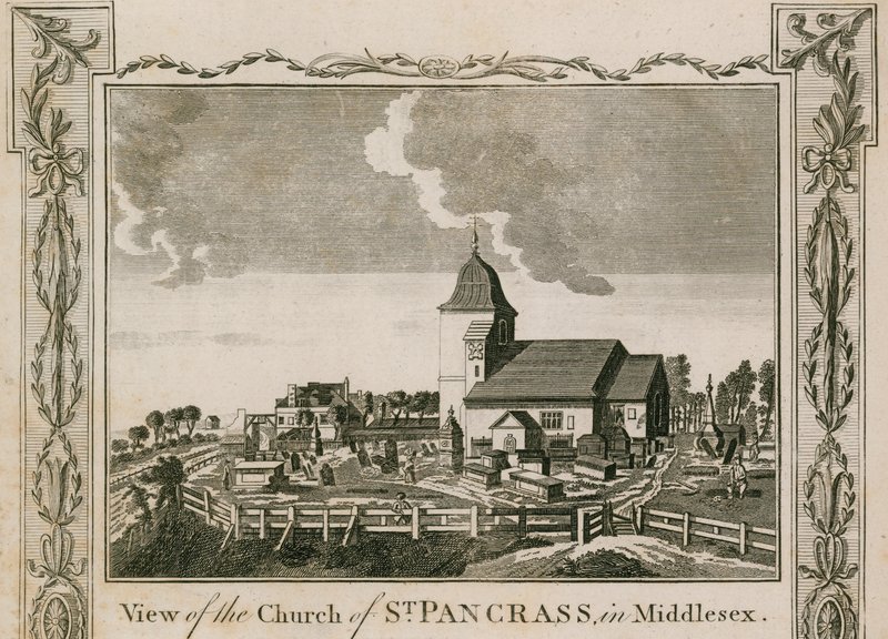 Widok na kościół St Pancras w Middlesex, Londyn autorstwa English School