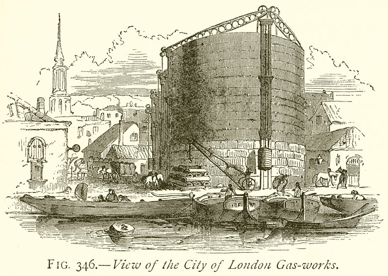 Widok na gazownię City of London autorstwa English School