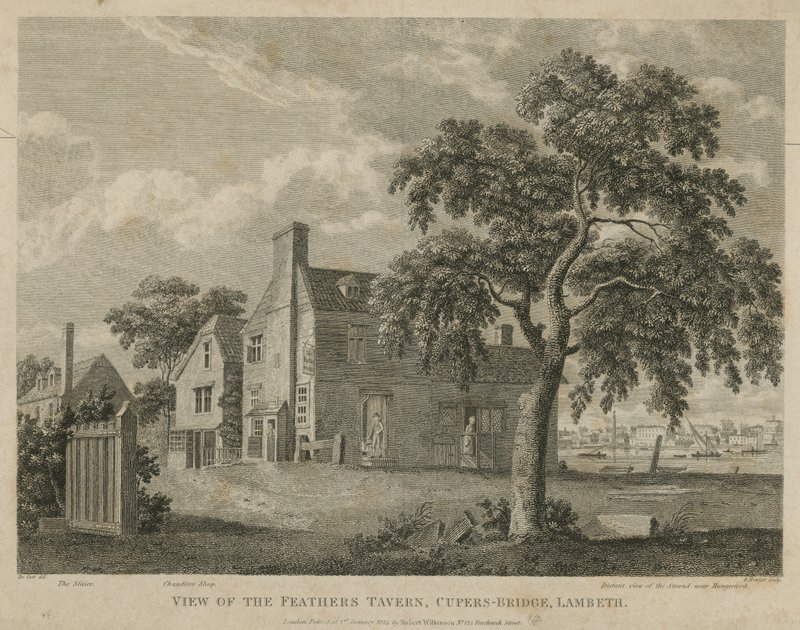 Widok na tawernę Feathers, most Cupers, Lambeth autorstwa English School