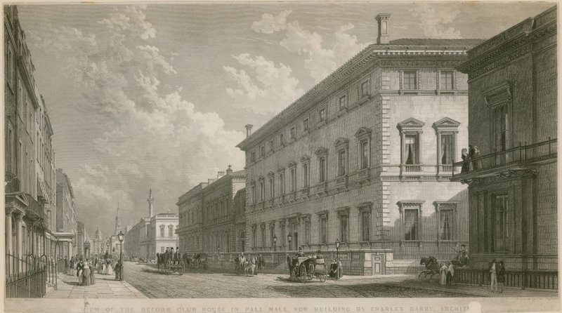Widok Reform Club House w Pall Mall, obecnie budynek, autorstwa Charles Barry, architekt autorstwa English School