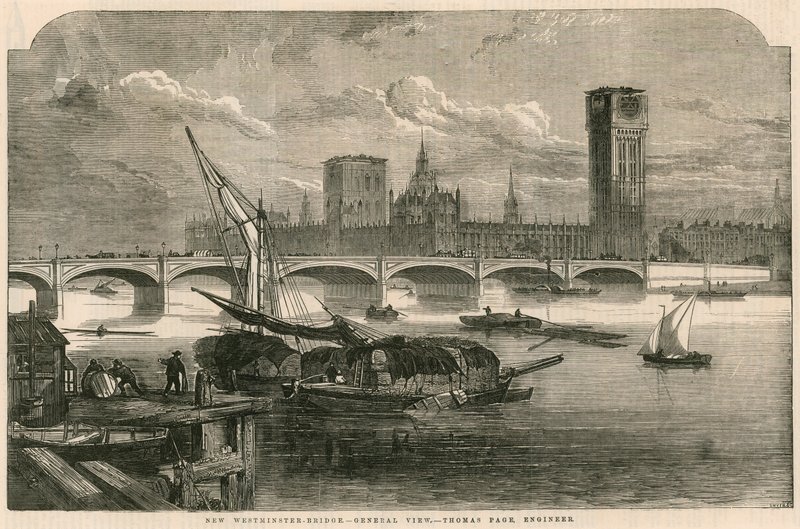 Widok na nowy most Westminster Bridge w Londynie autorstwa English School