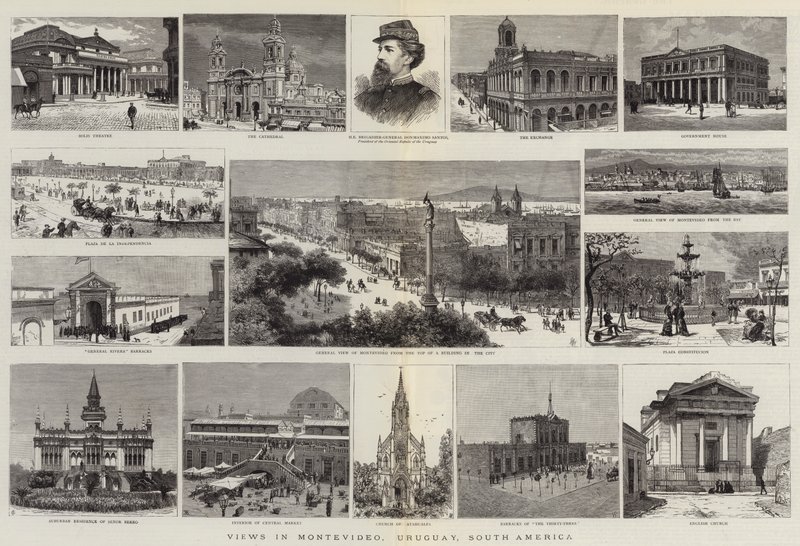 Widoki w Montevideo, Urugwaj, Ameryka Południowa (grawerowanie) autorstwa English School