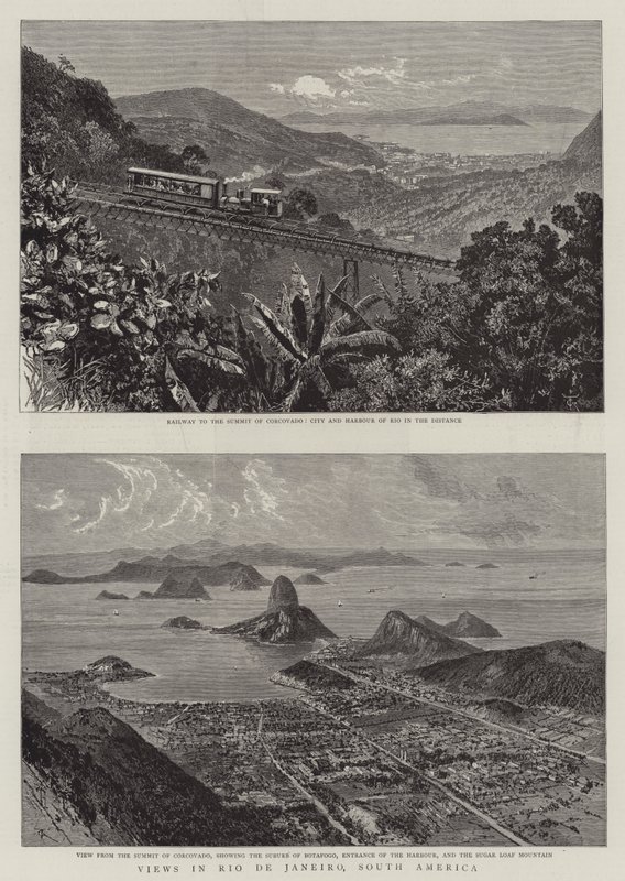 Widoki w Rio de Janeiro, Ameryka Południowa (grawerowanie) autorstwa English School