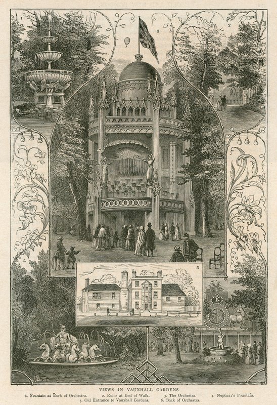 Widoki w Vauxhall Gardens, Londyn autorstwa English School