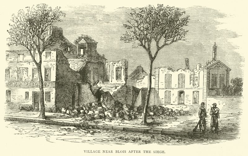 Wieś niedaleko Blois po oblężeniu, grudzień 1870 autorstwa English School