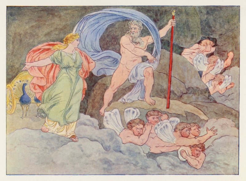 Eneida Wergiliusza: Juno i Aeolus (kolor lito) autorstwa English School