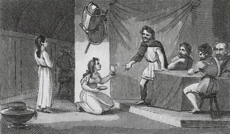 Vortigern i Rowena (rycina) autorstwa English School