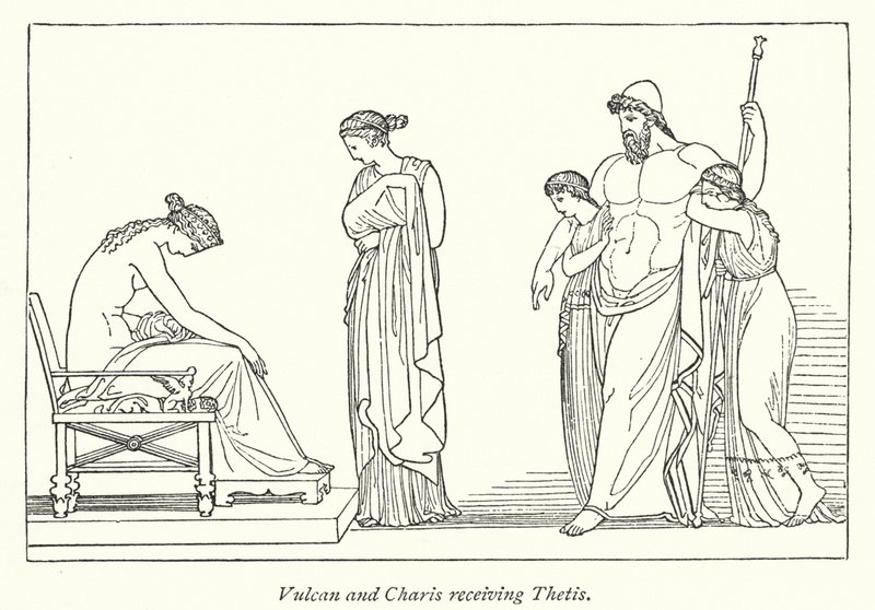 Wulkan i Charis spotykają się z Thetis (lito) autorstwa English School