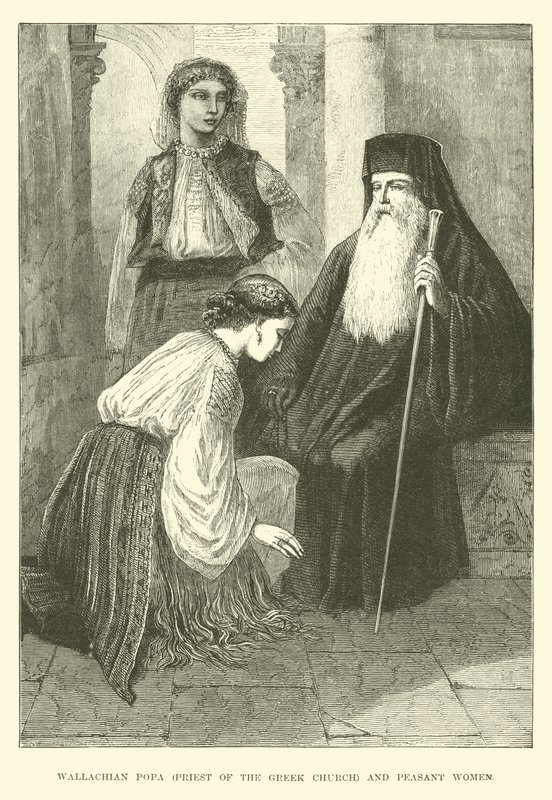 Wołoski popa, kapłan kościoła greckiego i chłopki autorstwa English School