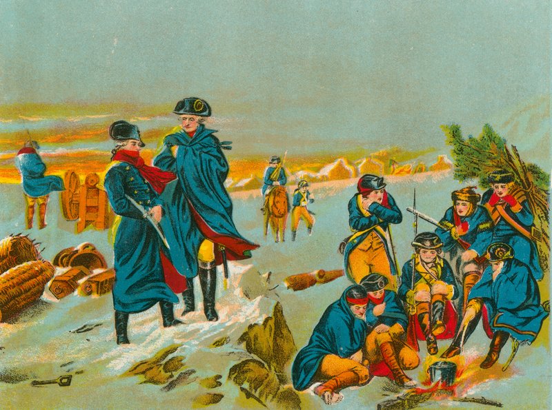 Waszyngton i Lafayette w Valley Forge autorstwa English School