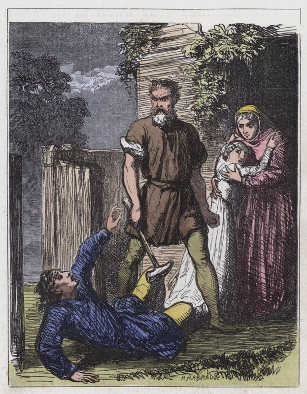 Wat Tyler and the Tax-Gatherer (kolorowy grawerunek) autorstwa English School