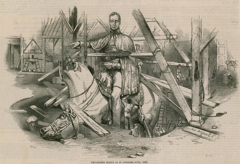 Posąg Wellingtona, jaki pojawił się w czerwcu 1846 r. autorstwa English School
