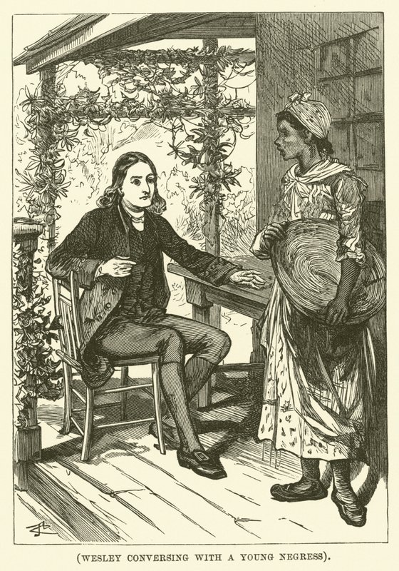 Wesley rozmawiający z młodą Murzynką (rycina) autorstwa English School