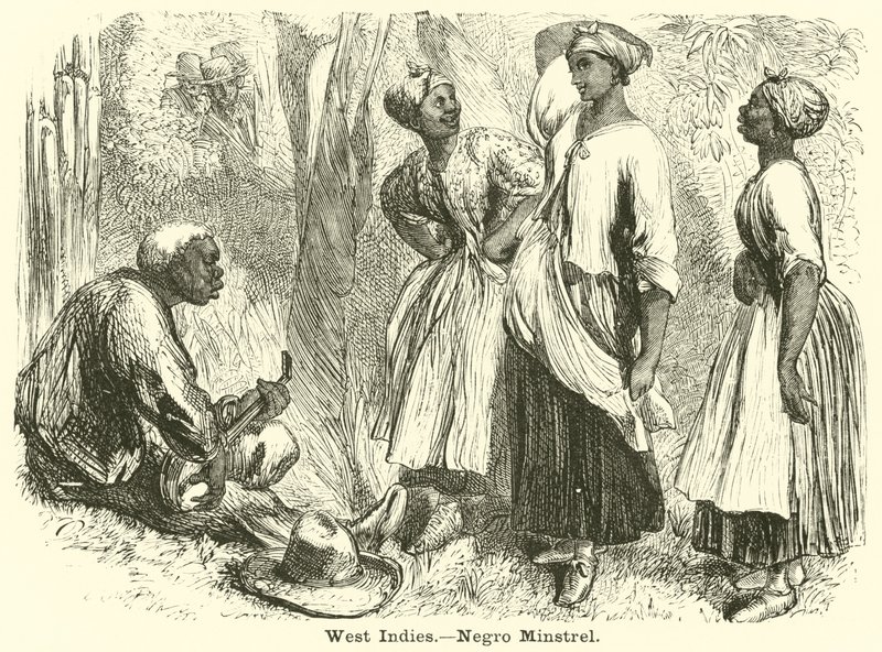 Indie Zachodnie, murzyński minstrel (rycina) autorstwa English School