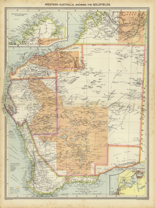 Australia Zachodnia, pokazując Goldfields (kolor lito) autorstwa English School