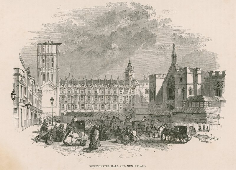 Westminster Hall i nowy Pałac Westminsterski w Londynie autorstwa English School