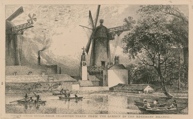 White Lead Mills w pobliżu Islington, wzięty z ogrodu Gałęzi Rozmarynu autorstwa English School