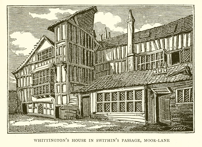 Whittingtons House w pasażu Swithins, Moor-Lane autorstwa English School