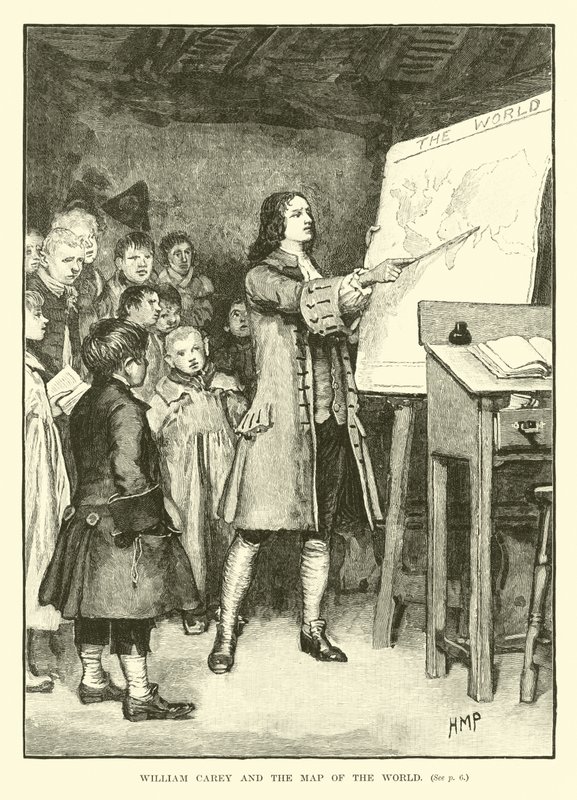 William Carey i mapa świata autorstwa English School