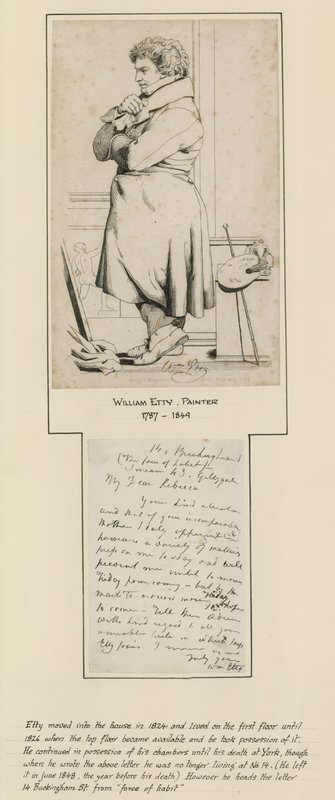 William Etty, który mieszkał pod numerem 14 Buckingham Street autorstwa English School