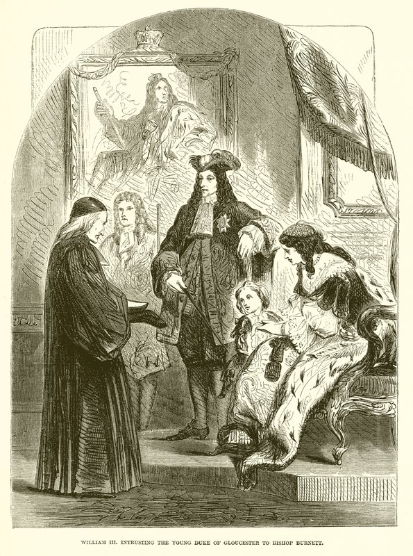 Wilhelm III. powierzenie młodego księcia Gloucester biskupowi Burnett autorstwa English School