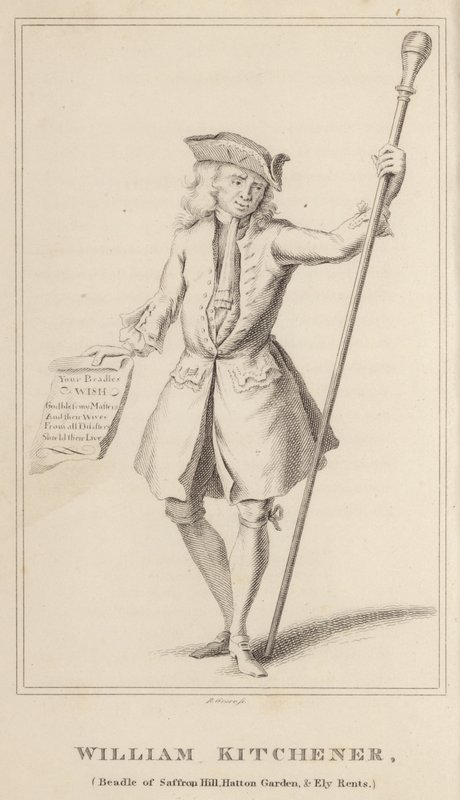 William Kitchener, Beadle z Saffron Hill, Hatton Garden i Ely Rents autorstwa English School