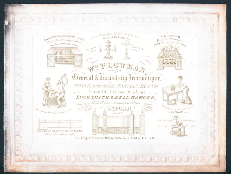William Ploughman, generał i sprzedawca mebli, karta handlowa autorstwa English School