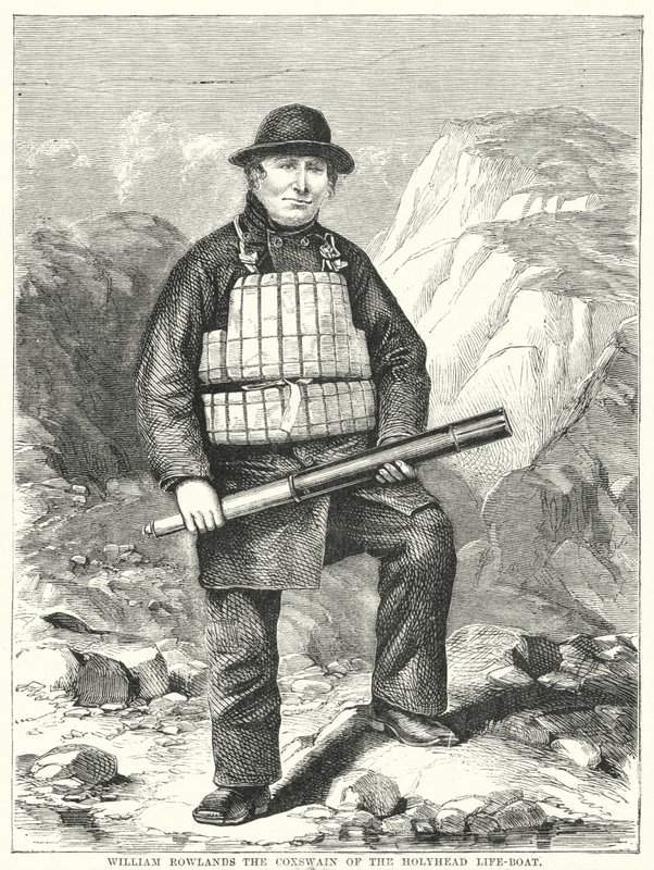 William Rowlands sternik łodzi ratunkowej Holyhead (rycina) autorstwa English School
