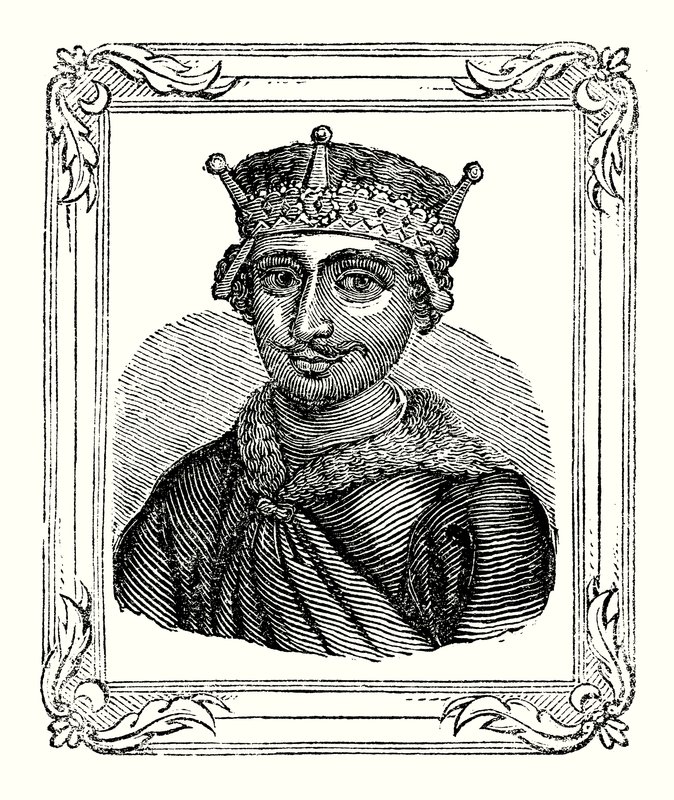 William Rufus urodził się w 1056 r., koronowany w 1087 r. i zabity w 1100 r. (rycina) autorstwa English School
