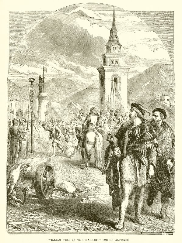 William Tell na rynku Altdorf autorstwa English School