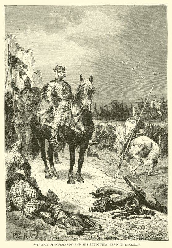 William Normandii i jego zwolennicy lądują w Anglii autorstwa English School