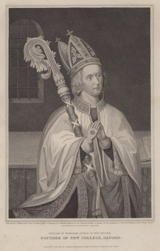 William of Wykeham, biskup Winchester, założyciel New College w Oksfordzie (grafika) autorstwa English School