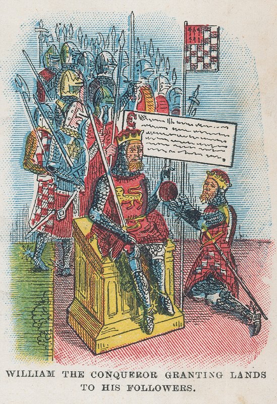 Wilhelm Zdobywca przyznający ziemie swoim wyznawcom autorstwa English School