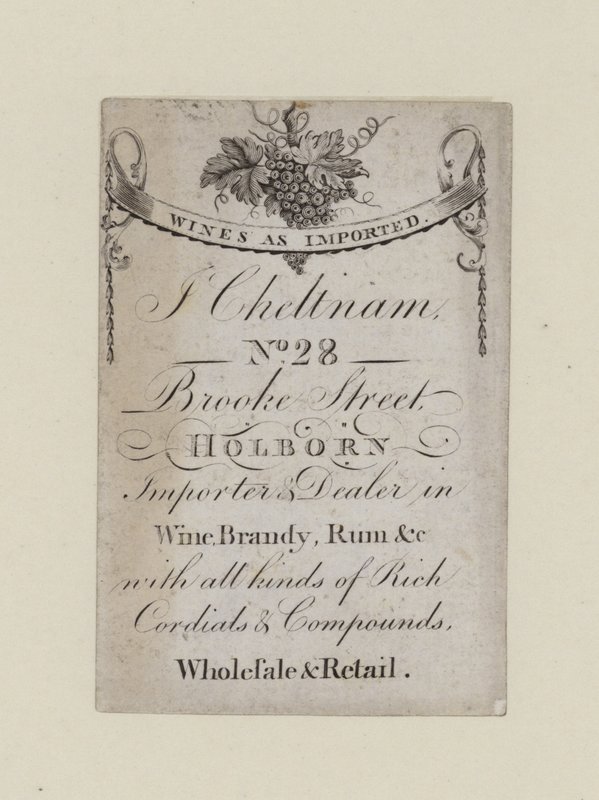 Wine Merchants, IN Cheltenham, karta handlowa autorstwa English School
